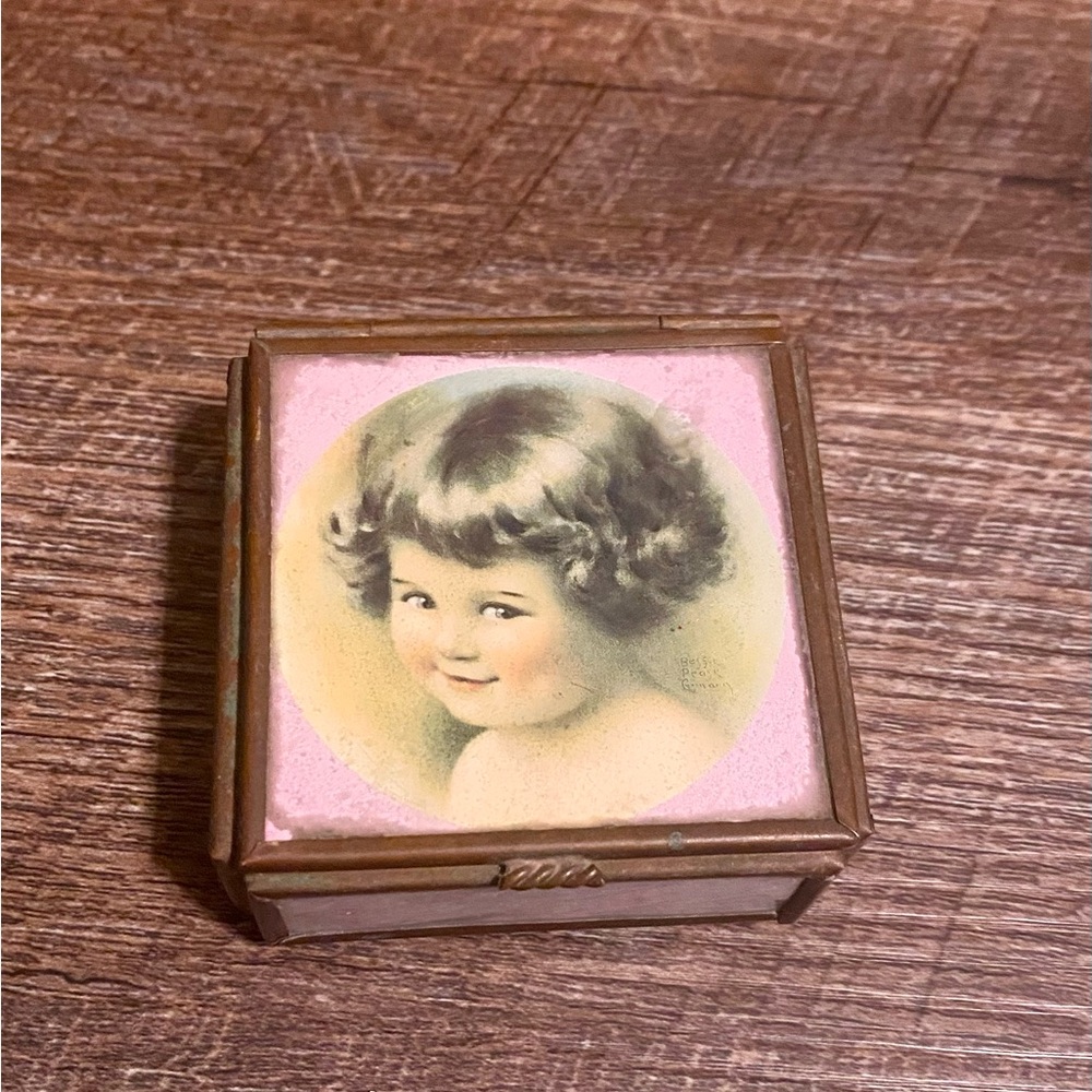 VINTAGE Via Vermont Pink Glass Trinket Box Mirrored Handcrafted in Mexico 2.5”